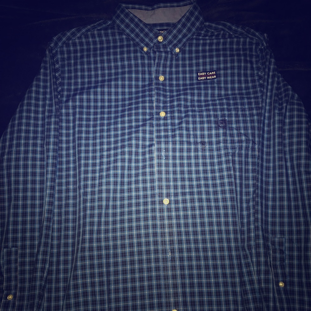Chaps Blue Plaid Button Up